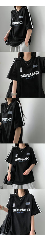 Brring ラグラントラックライン半袖Tシャツ
