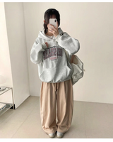ロミ バックポケット サイド ピンタック ヘム ストリング コットン ワイド パンツ