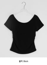 Kosel U-neck Side Shirring Short Sleeve Tee