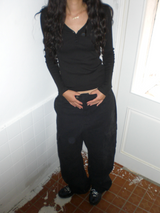 Kaya button T-shirt [Black]