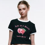 ライフイズアピーチクロップリンがーTシャツ_ブラック