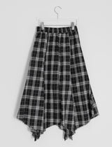 26SS★ [BAONHAUS] Chemini Check Unbalance Long Skirt