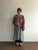 クロスチェックシフォンロングワンピースドレス (1color)