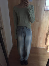 light sand denim wide long pants