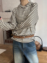 [Unisex]ストライプインナーフードロングスリーブス(3color)