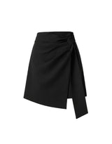 Evan Wrap Tie Draping Mini Skirt Black