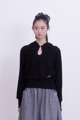 Classic Cut-out Crop Hood Top (BLACK)