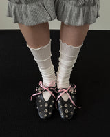 metal eyelet flat shoes (black)