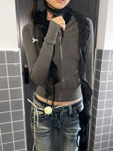Rivet Hoodie Zip-Up [Grey]