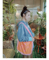 UnsocialNight original literary retro versatile カジュアル イラストプリントワンショルダークロスボディバッグ for women