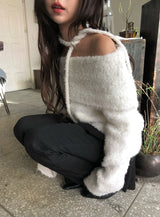 [Muffler Set/Wool Knit] コーゼンオフショルダールーズフィットタイニット