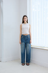 FRINGE DENIM PANTS