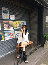 [Belt SET] Bessy Roll-up Washing Denim Short Pants