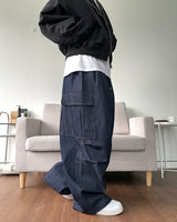 Stitch Balloon Cargo Denim Pants