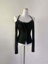 ブライセンレースオフショルダートップ (black)