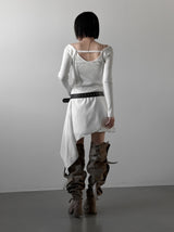 Ribbed Backless V-Neck Knit