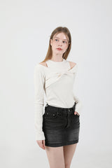 レイヤードツイストTシャツノースリーブセット Beige