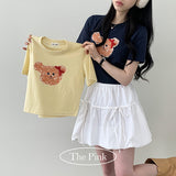 Nuto Bear Print Crop Short Sleeve T-Shirt
