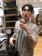 No.1710 DB crop check half SHIRT (3color)