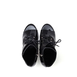 Satin Enamel Lace-Up Open Toe Heel(Black)