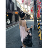 Peach Hug Ribbon Slip Pumkin Sleeveless Mini Dress
