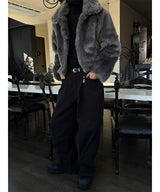 [Unisex] クロップグレイッシュファージャケット