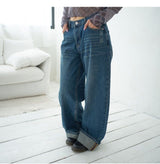 Prince basic wide denim pants
