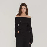 KATE BUTTON OFF-SHOULDER T - 3 COLOR