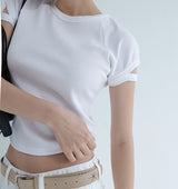 [Keatin] Raglan Cutting Short Sleeve Ribbed T-Shirt - 4color