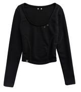 [mnem] sculpted eyelet tee (black)