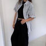 [Summer/Short-sleeved Shirt] Sydney オーバーサイズフィット ストライプ サマーシャツ 1 color
