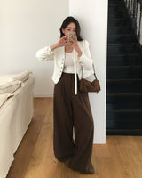 Meld Buckle Pintuck Slacks Pants