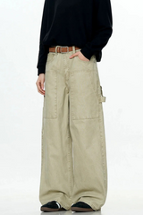 Patchwork Wide-Leg Cargo Pants