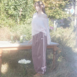 [RE] SWEET RIBBON SWEAT PANTS - BROWN/PINK