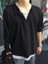 Moro Dual Layered Henley Neck Long Sleeve 4C