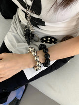 Metal acrylic ball bangle(2Set)