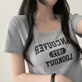 ローブレタリングスクエアネックショートスリーブTシャツ