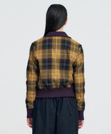Plaid Check Flannel Zip-Up Jacket _ MUSTARD