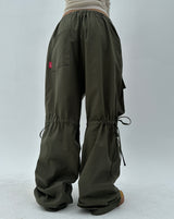 LOVELY BOW-STRING DETAIL CARGO COTTON AUTUMN PANTS - 2 COLOR