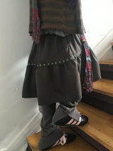eyelet midi skirt