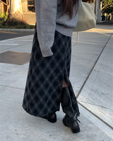 [ORIGINAL] Nouve Check Long Wool Skirt