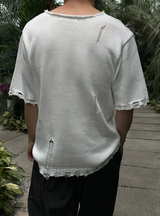[S/S] Vacance damage v neck half knit(3color)