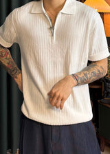 S/S ジップアップリブカラーショートスリーブTシャツ 8カラー