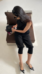 Long banding pants [BLACK]