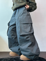 HOT HEAT 🔥 PADDING CARGO OVER UNISEX LONG PANTS🩶🖤2COLOR
