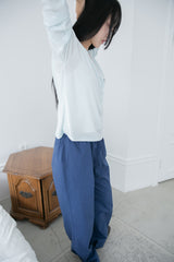 blue cotton banding pants(2colors)