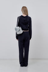 KIRSH プレーンスリムフィットクロップパーカージップアップ [DARK NAVY]