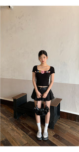 Real Flower Black Short Sleeve Tee
