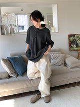ワッフルボタンオーバーサイズTシャツ (3C)