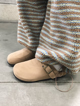 Boston Suede Buckle Slides (3c)